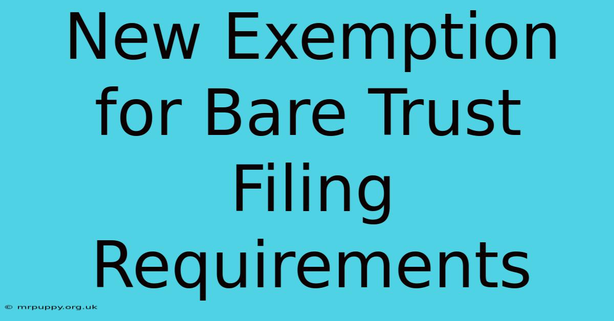 New Exemption For Bare Trust Filing Requirements