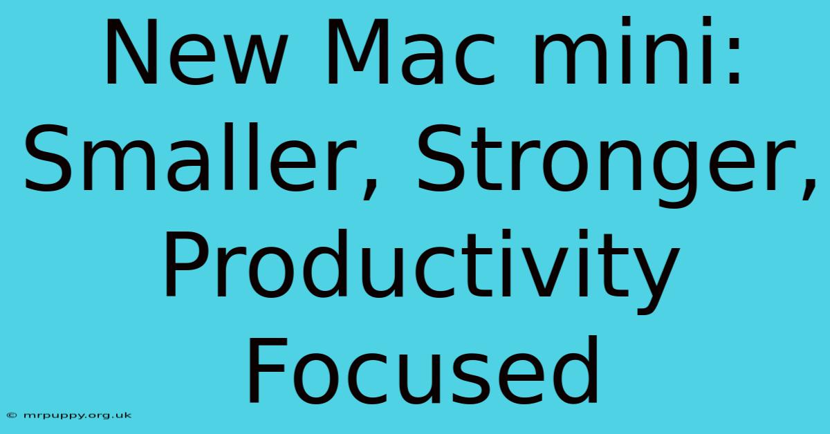 New Mac Mini: Smaller, Stronger, Productivity Focused