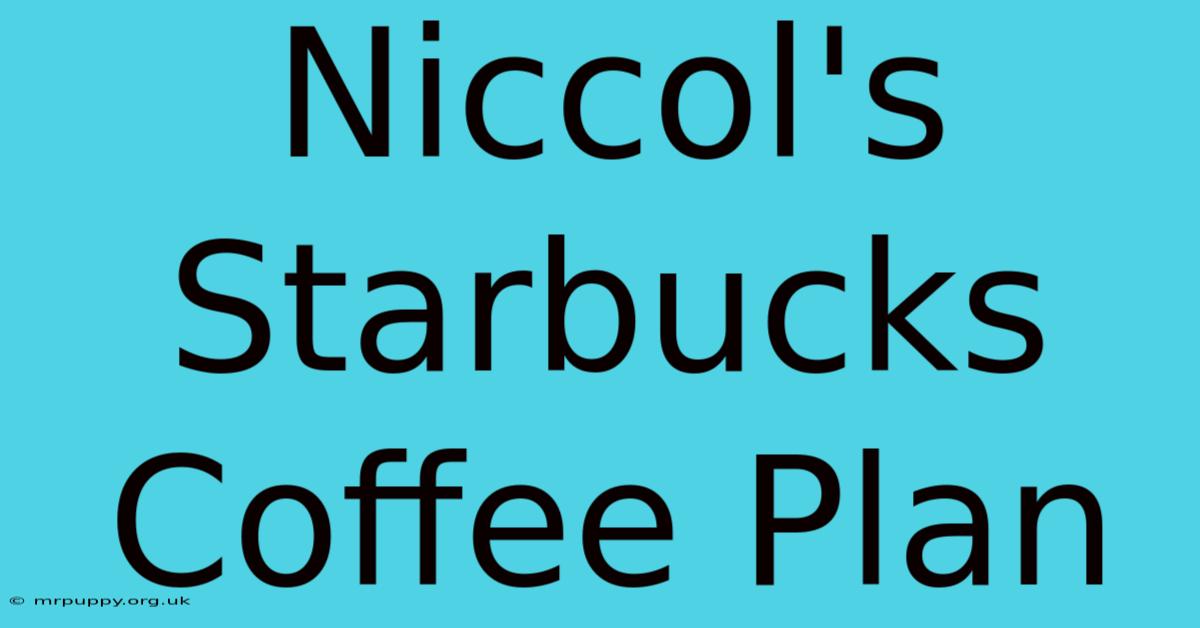 Niccol's Starbucks Coffee Plan