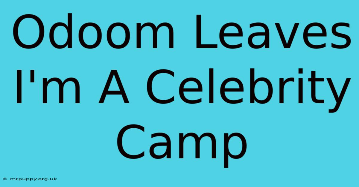 Odoom Leaves I'm A Celebrity Camp