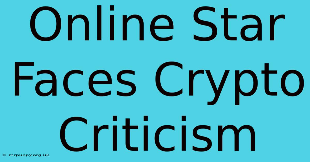 Online Star Faces Crypto Criticism