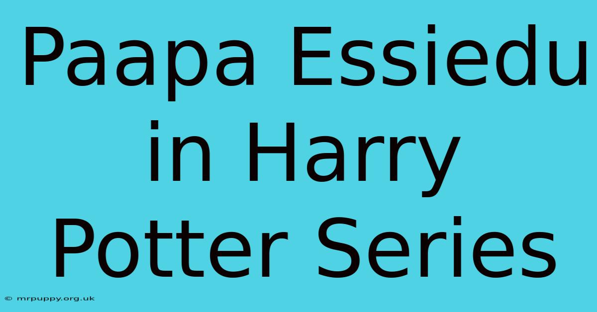 Paapa Essiedu In Harry Potter Series