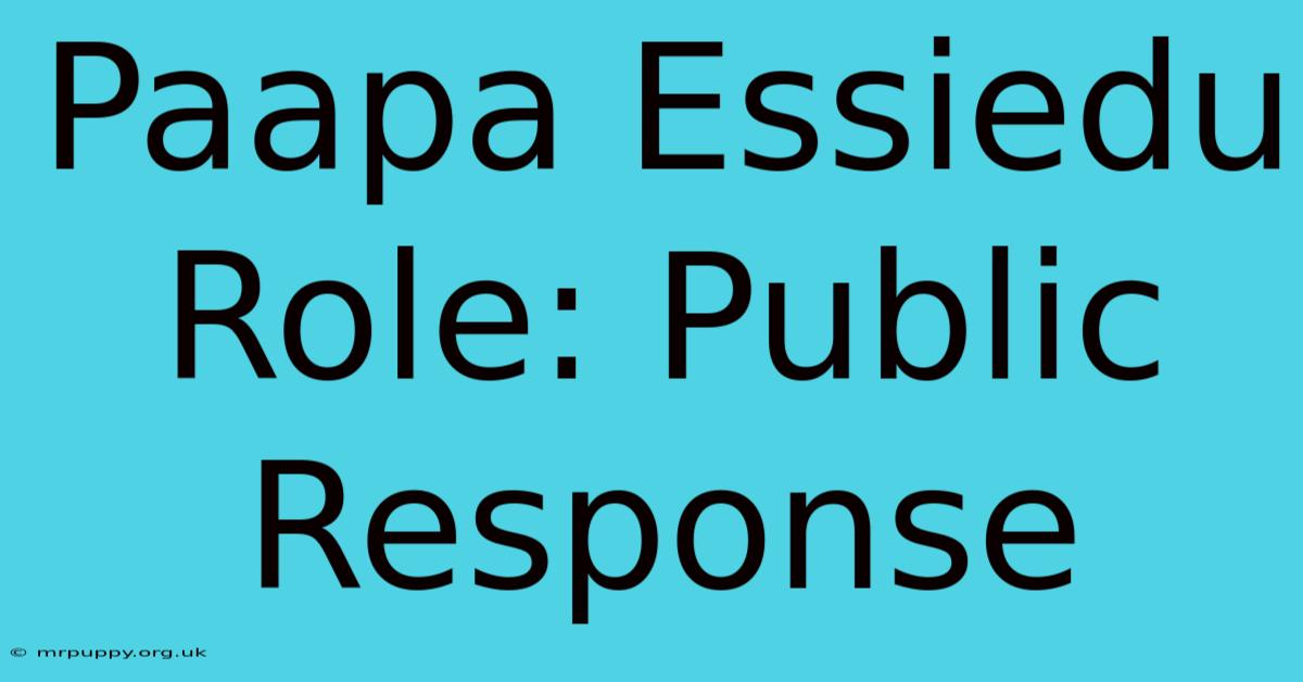 Paapa Essiedu Role: Public Response