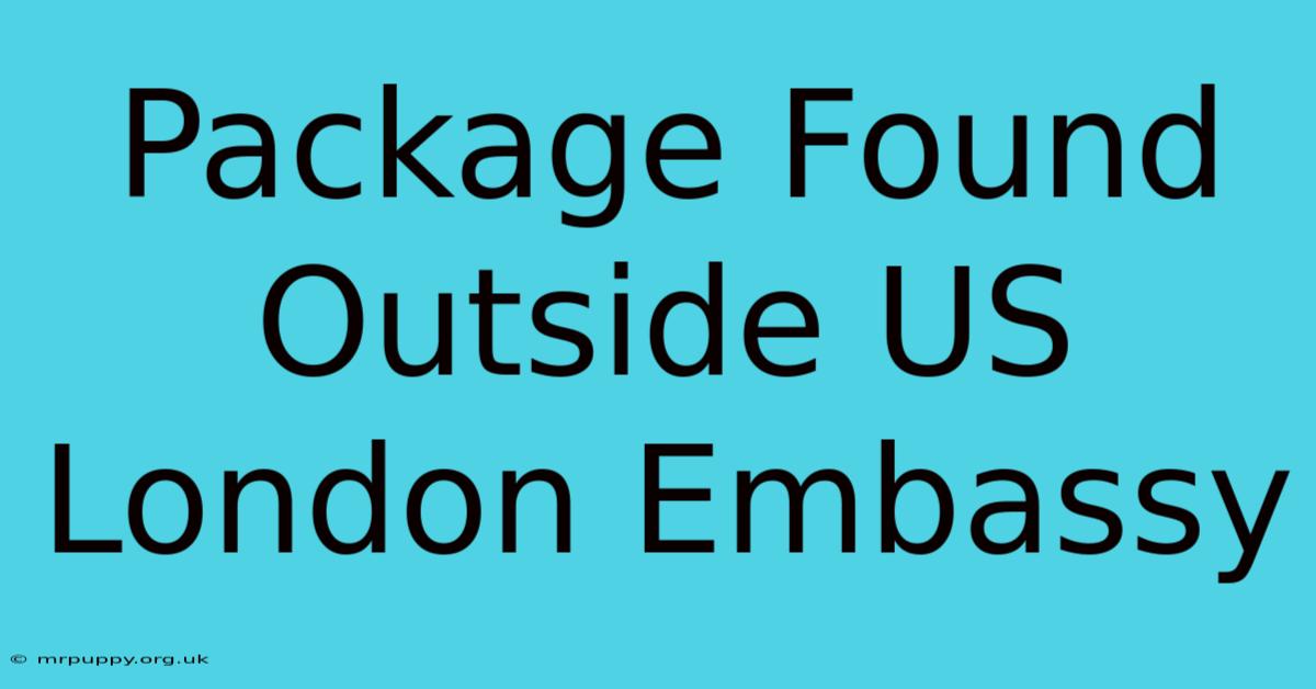 Package Found Outside US London Embassy