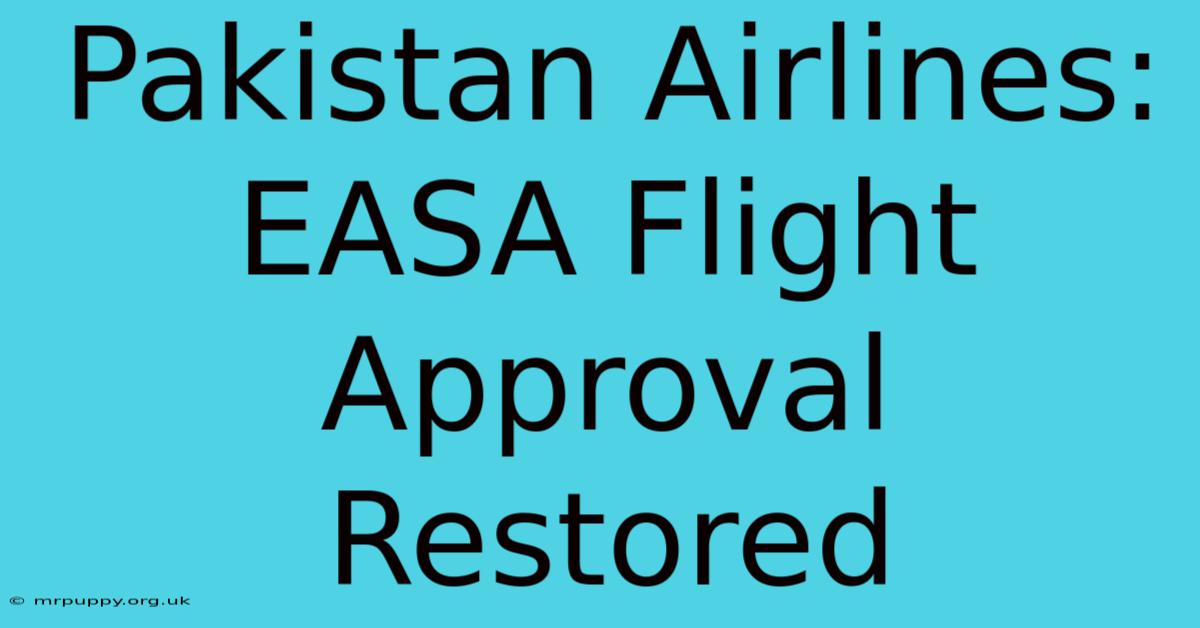 Pakistan Airlines: EASA Flight Approval Restored