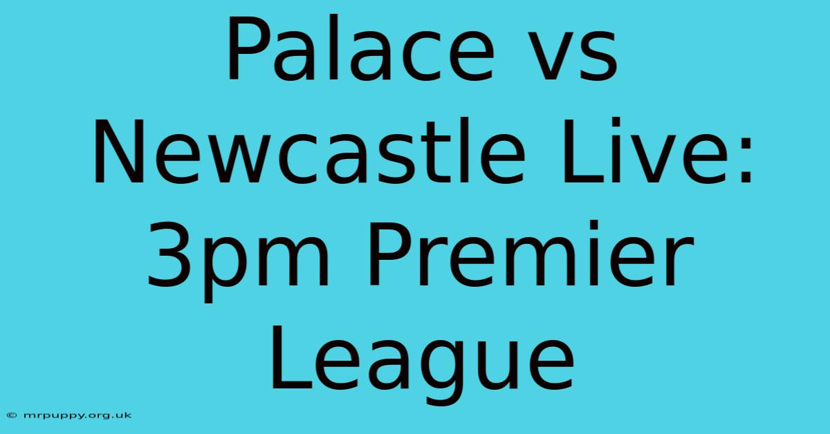 Palace Vs Newcastle Live: 3pm Premier League