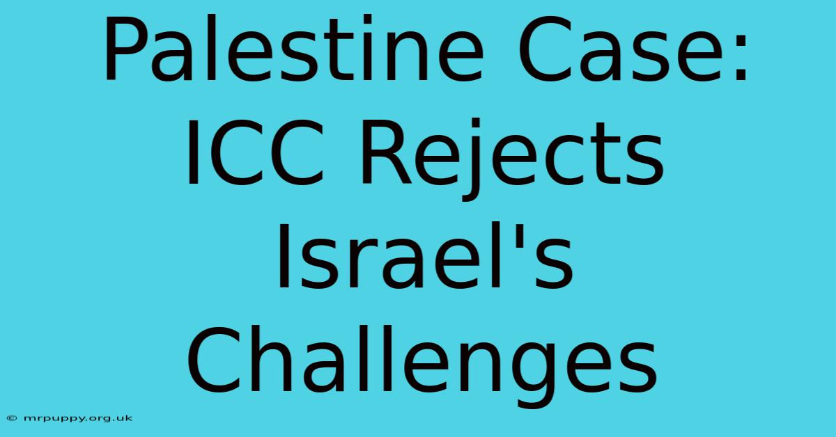 Palestine Case: ICC Rejects Israel's Challenges