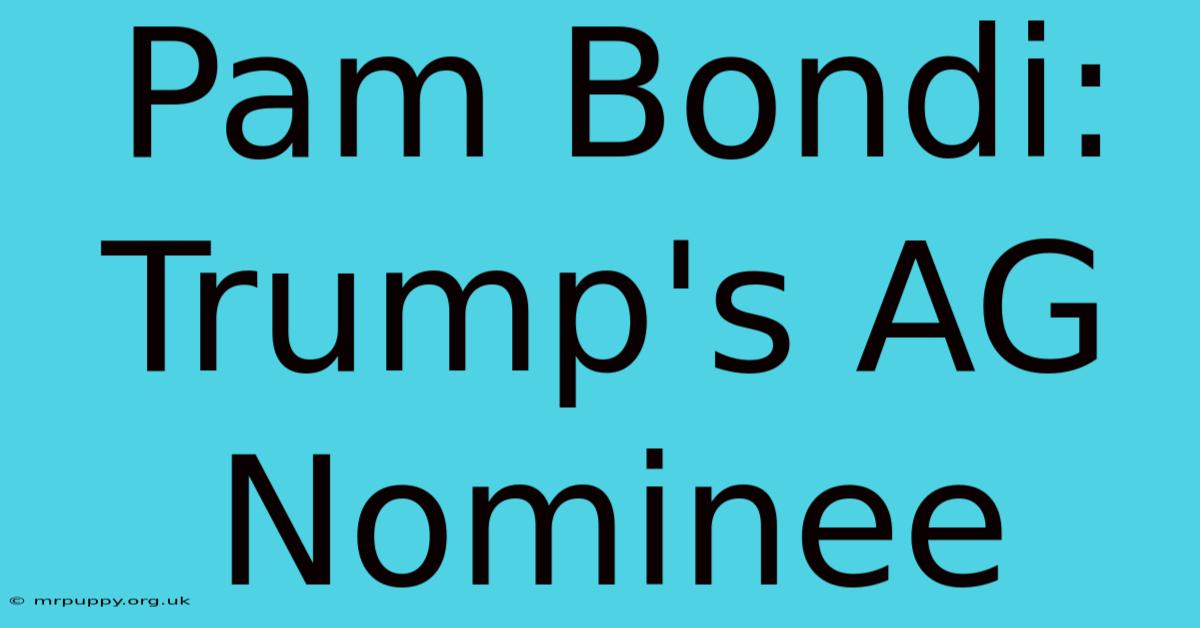 Pam Bondi: Trump's AG Nominee