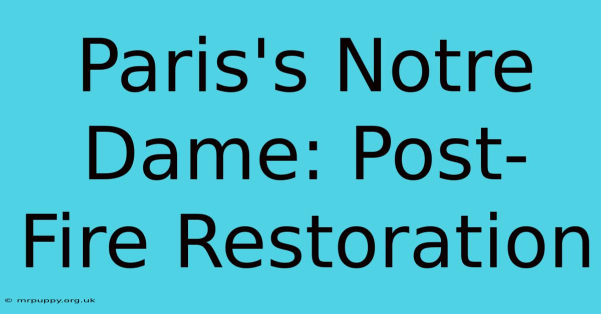 Paris's Notre Dame: Post-Fire Restoration