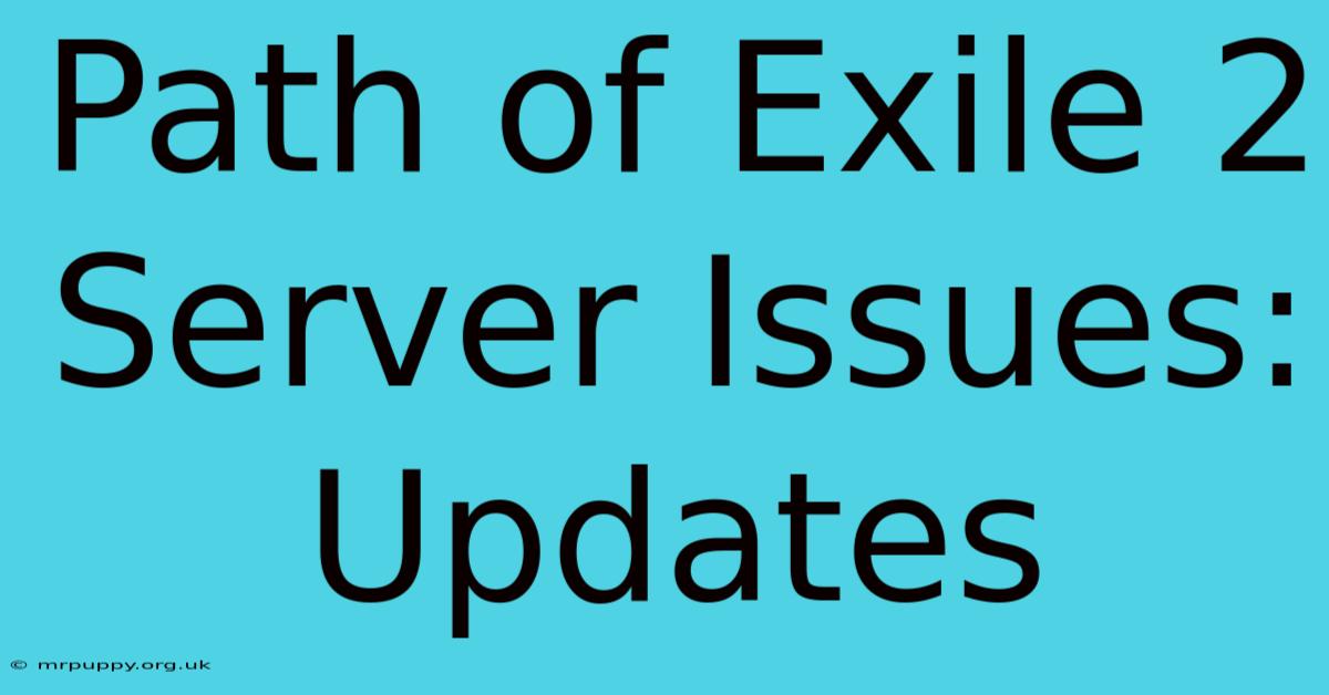 Path Of Exile 2 Server Issues: Updates