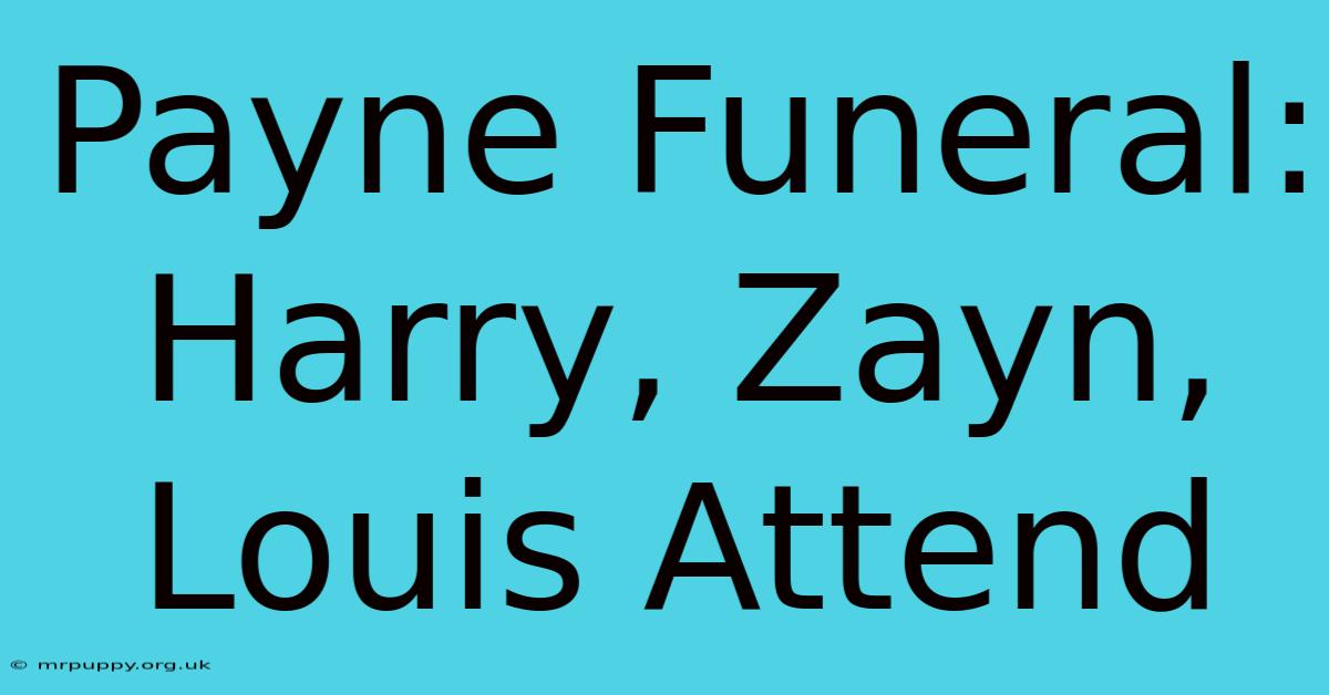 Payne Funeral: Harry, Zayn, Louis Attend