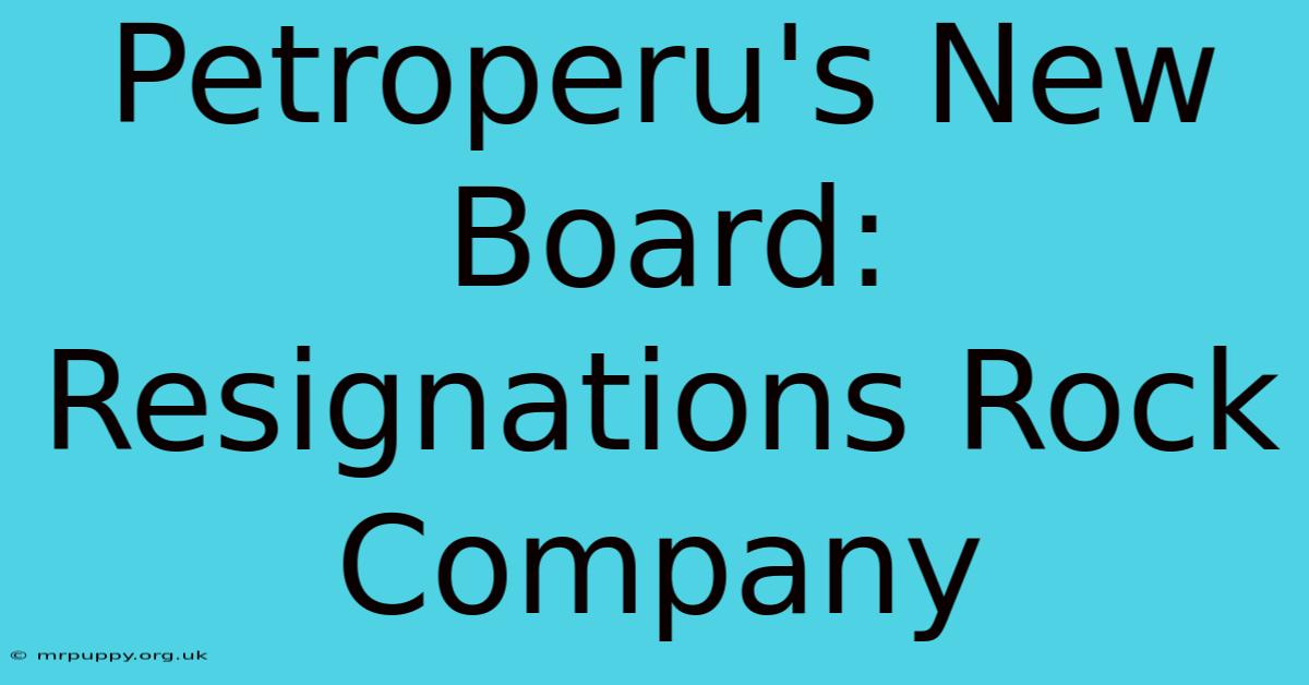 Petroperu's New Board: Resignations Rock Company