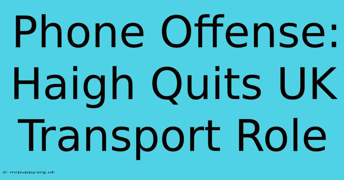 Phone Offense: Haigh Quits UK Transport Role