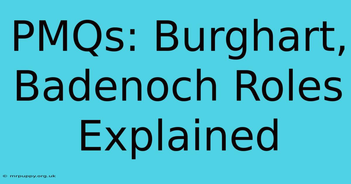 PMQs: Burghart, Badenoch Roles Explained