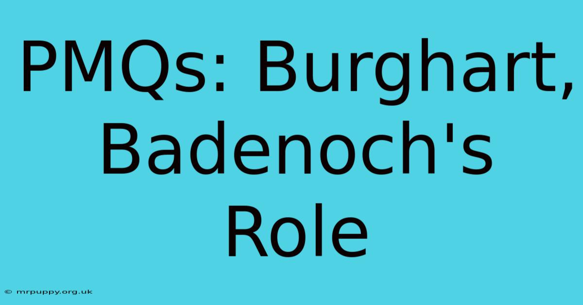 PMQs: Burghart, Badenoch's Role