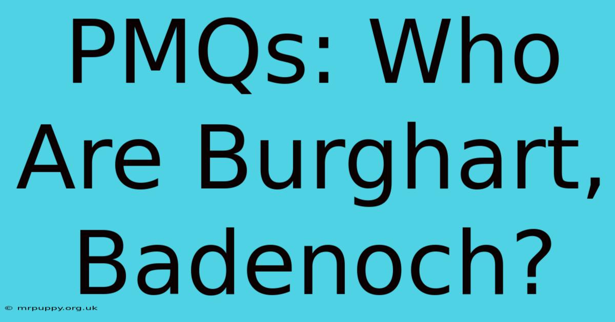 PMQs: Who Are Burghart, Badenoch?