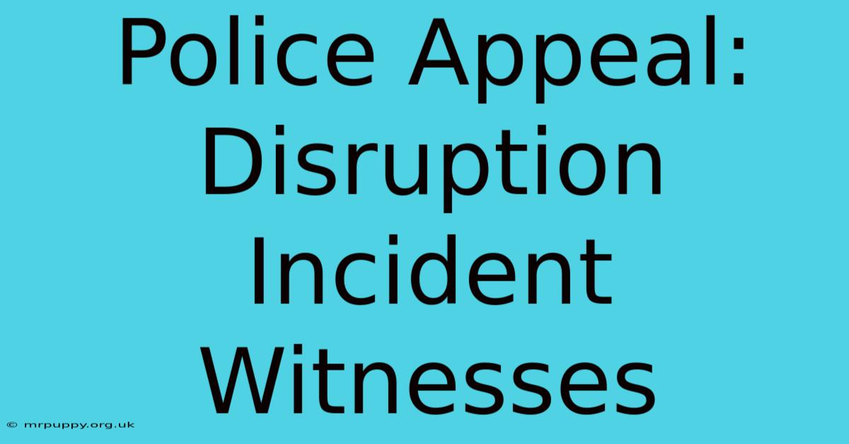 Police Appeal: Disruption Incident Witnesses