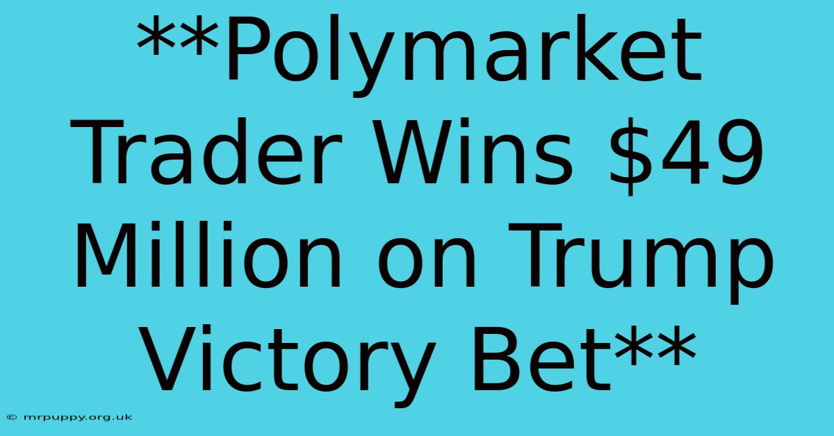 **Polymarket Trader Wins $49 Million On Trump Victory Bet**