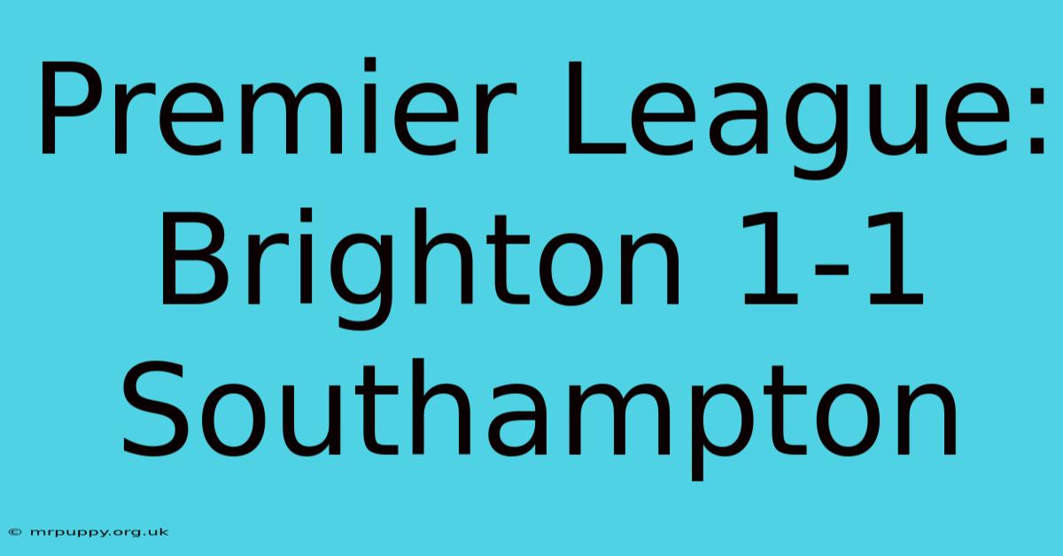 Premier League: Brighton 1-1 Southampton