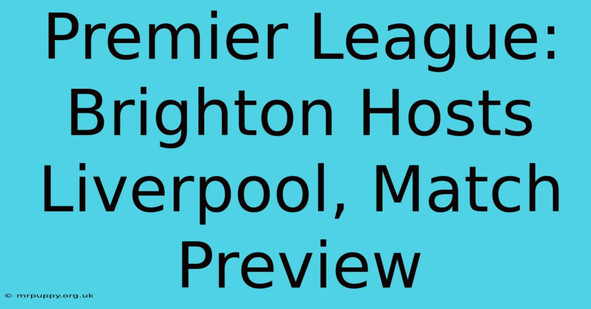 Premier League: Brighton Hosts Liverpool, Match Preview 