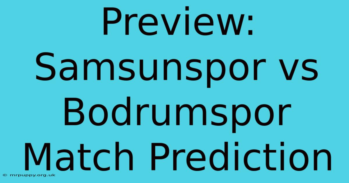 Preview: Samsunspor Vs Bodrumspor Match Prediction