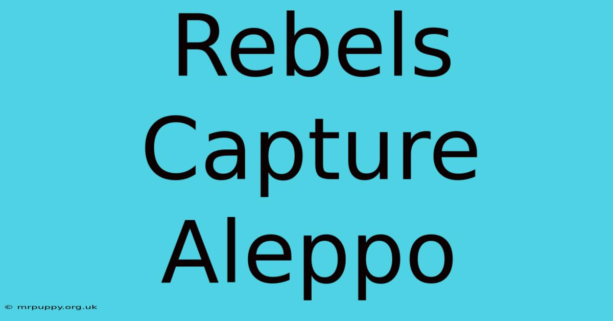 Rebels Capture Aleppo