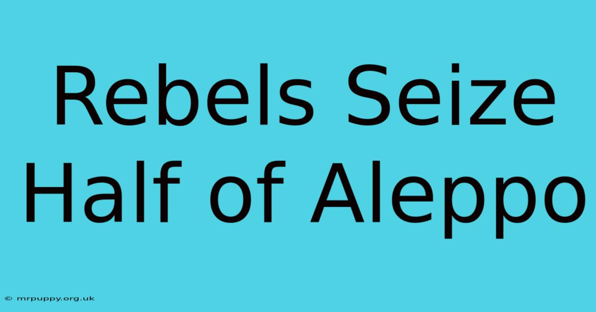 Rebels Seize Half Of Aleppo