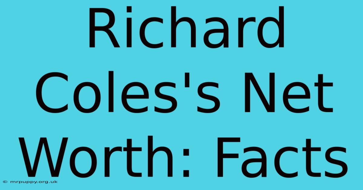 Richard Coles's Net Worth: Facts