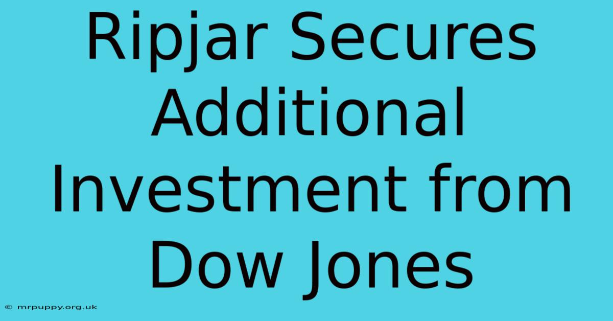 Ripjar Secures Additional Investment From Dow Jones