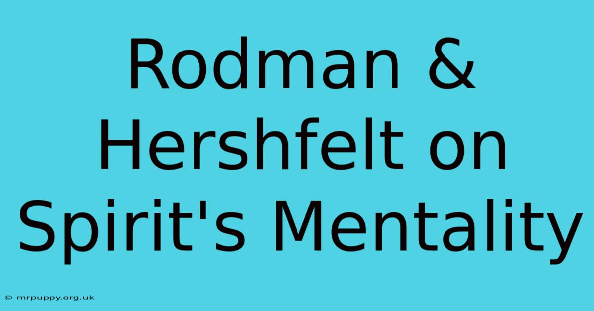 Rodman & Hershfelt On Spirit's Mentality