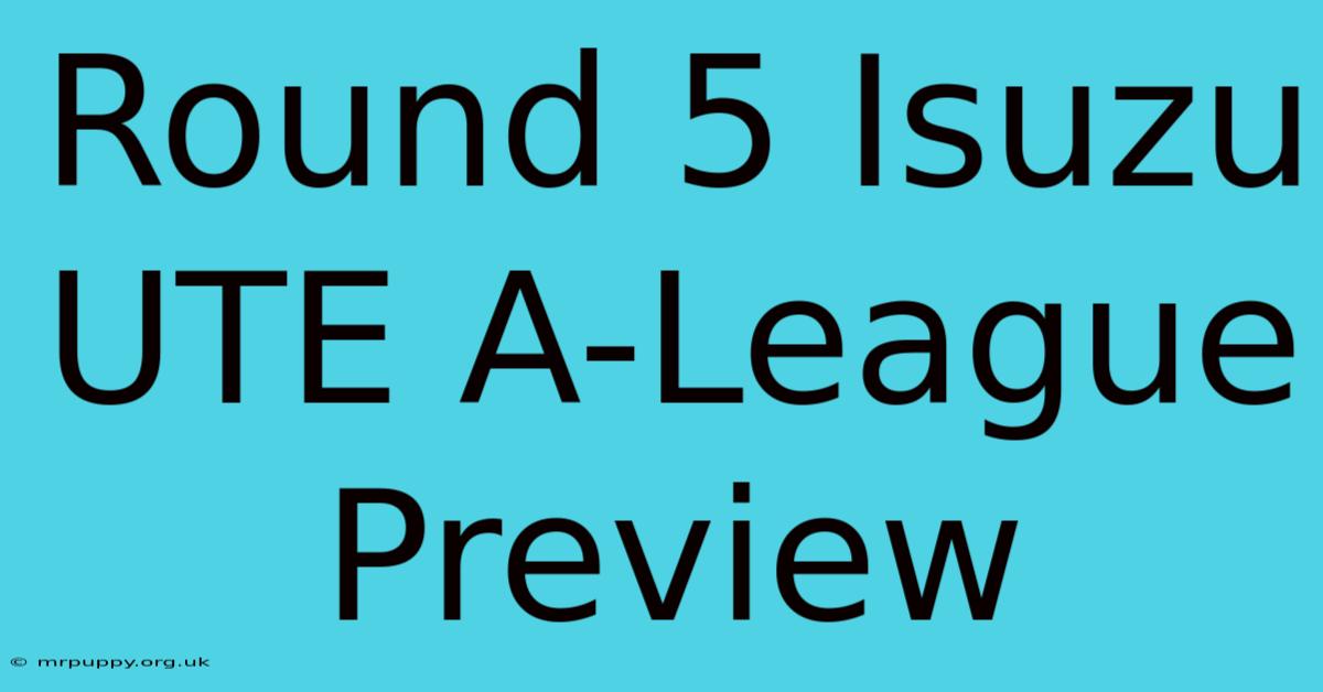 Round 5 Isuzu UTE A-League Preview