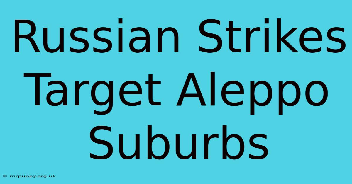 Russian Strikes Target Aleppo Suburbs