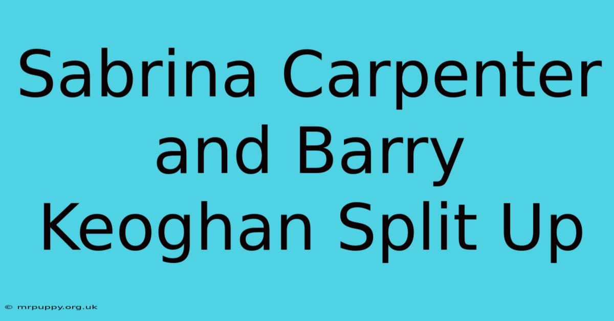 Sabrina Carpenter And Barry Keoghan Split Up