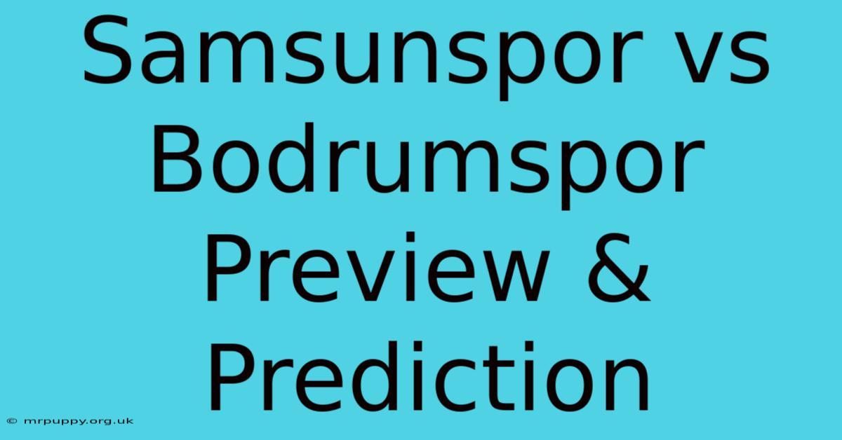 Samsunspor Vs Bodrumspor Preview & Prediction