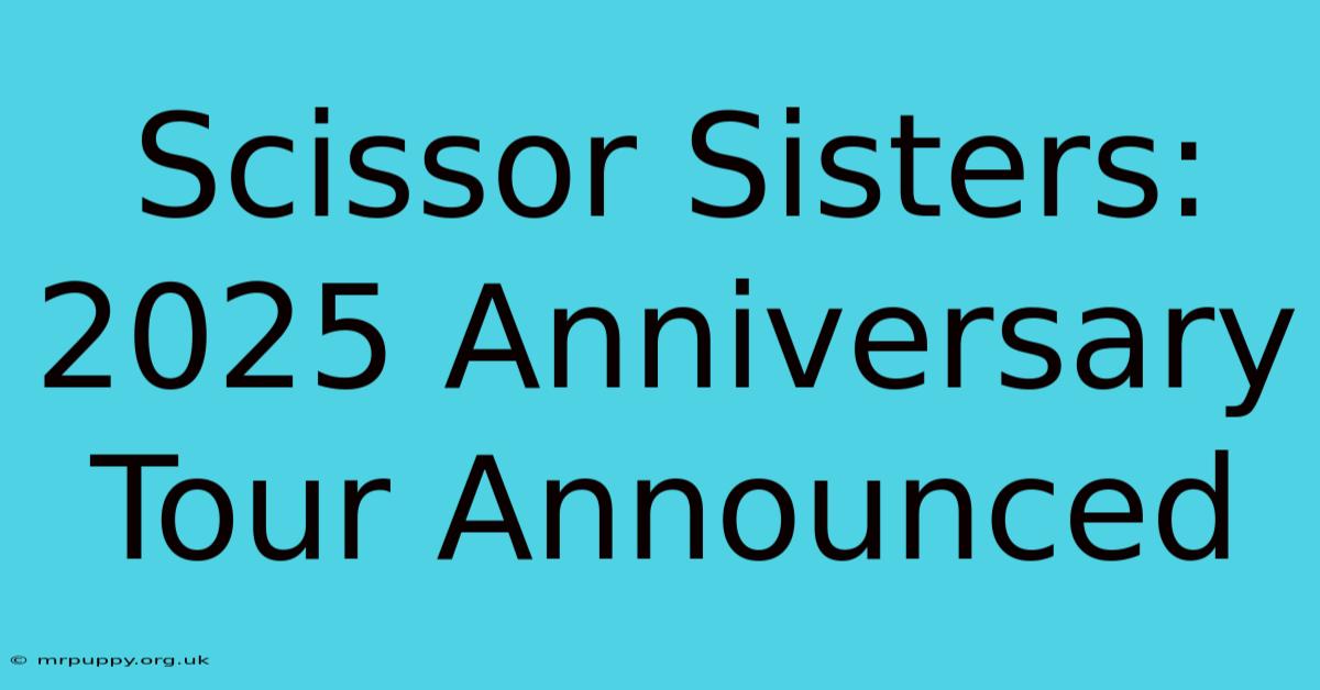 Scissor Sisters: 2025 Anniversary Tour Announced