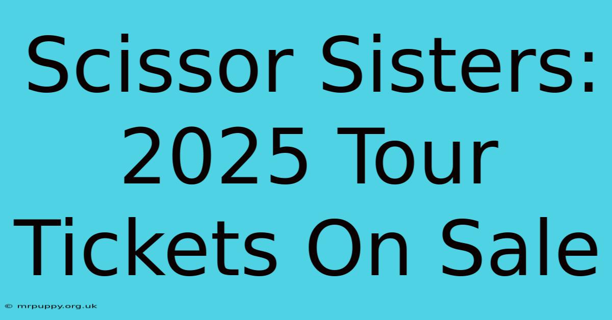 Scissor Sisters: 2025 Tour Tickets On Sale 