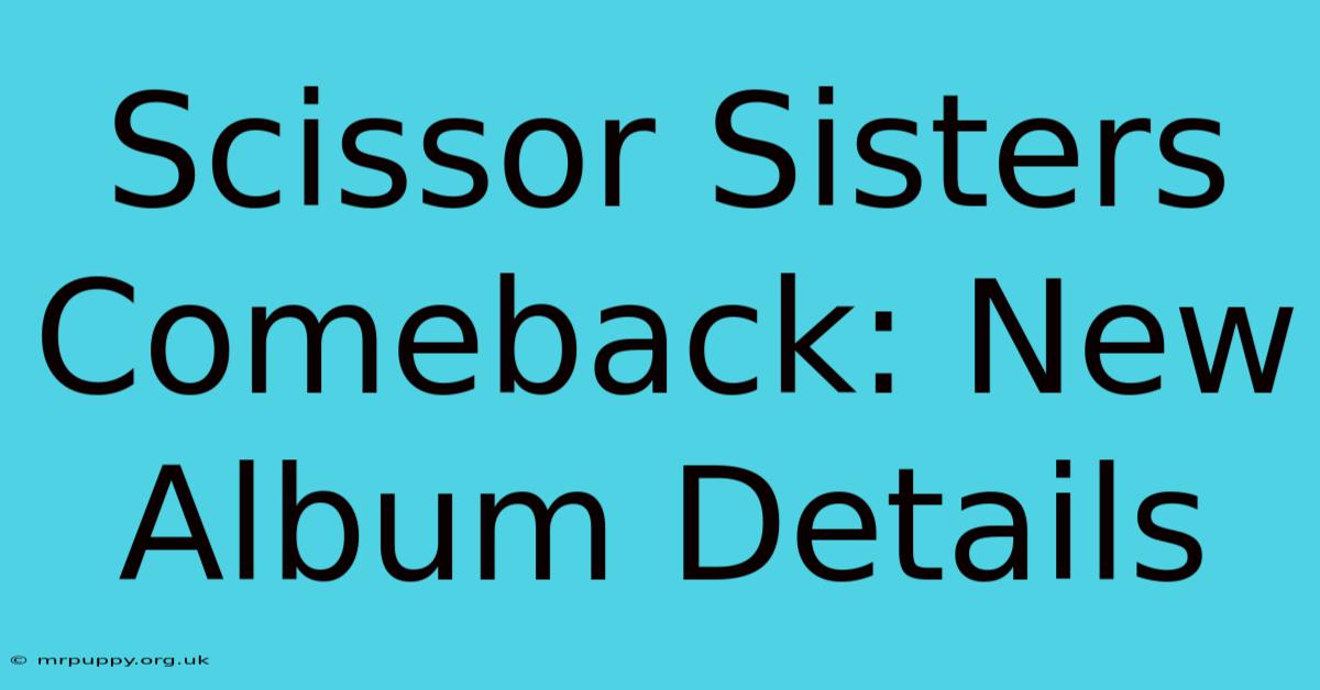 Scissor Sisters Comeback: New Album Details