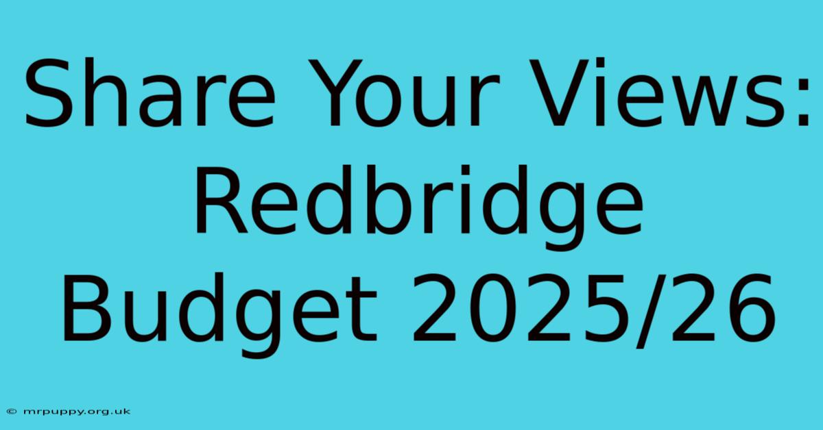 Share Your Views: Redbridge Budget 2025/26