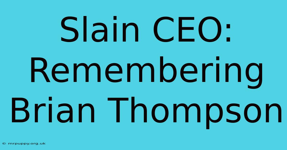 Slain CEO: Remembering Brian Thompson