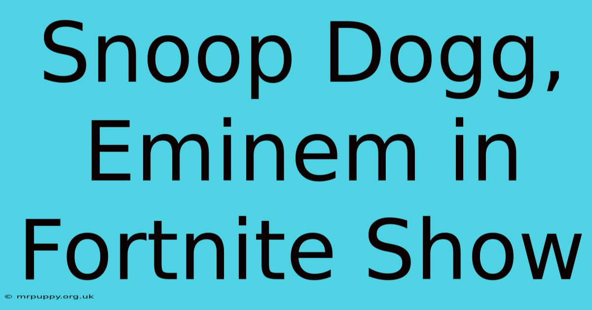 Snoop Dogg, Eminem In Fortnite Show