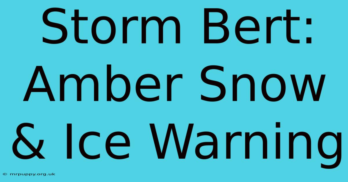 Storm Bert: Amber Snow & Ice Warning