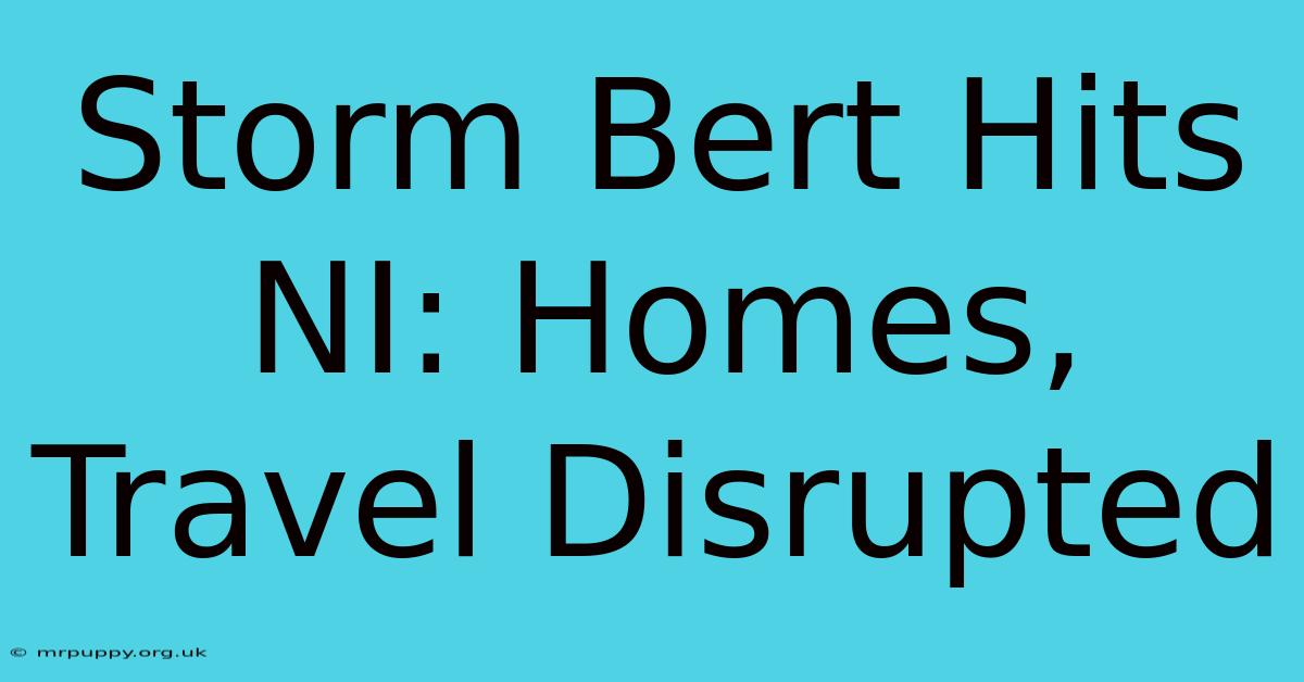 Storm Bert Hits NI: Homes, Travel Disrupted