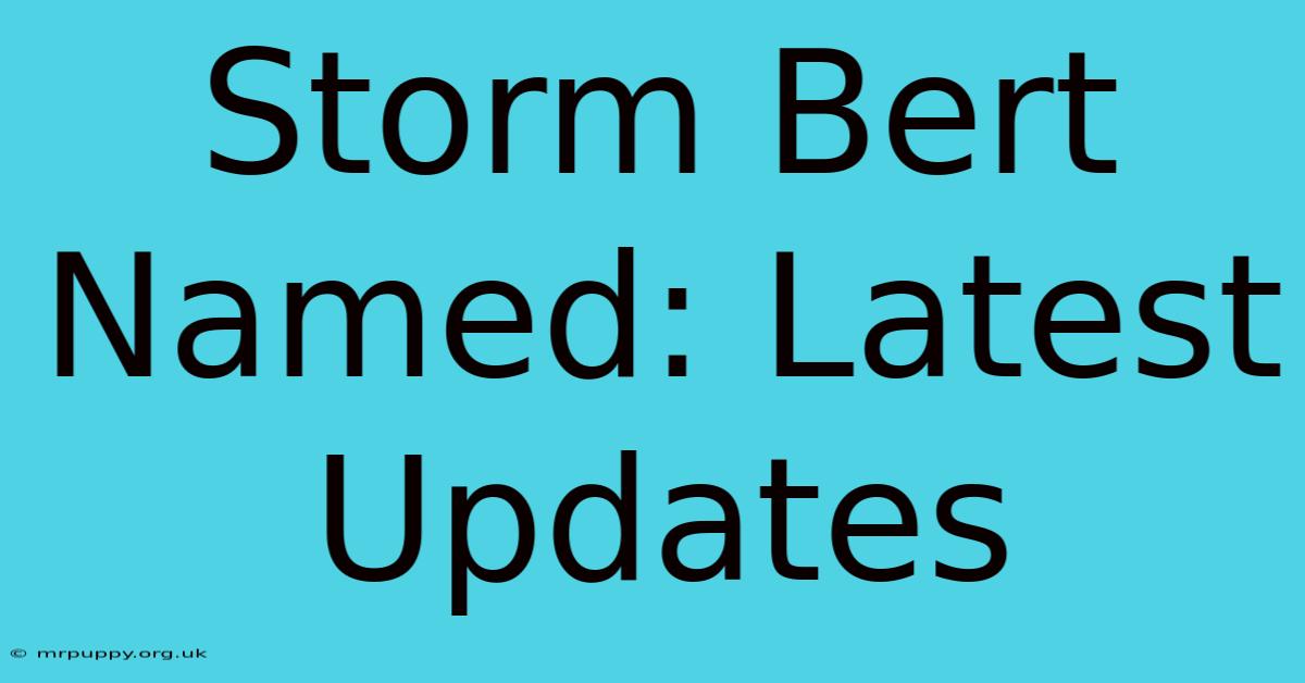 Storm Bert Named: Latest Updates