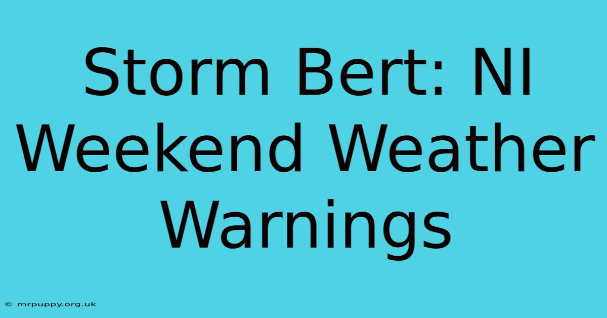 Storm Bert: NI Weekend Weather Warnings