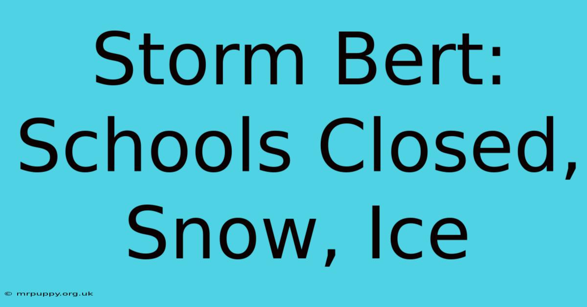 Storm Bert: Schools Closed, Snow, Ice