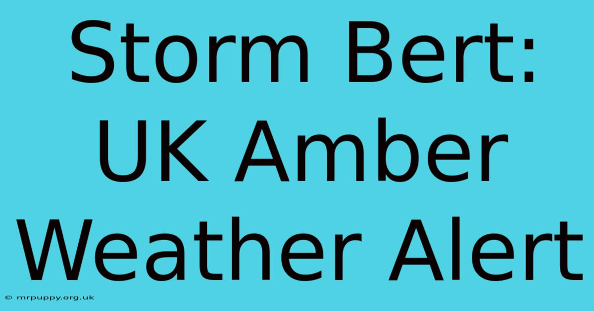 Storm Bert: UK Amber Weather Alert