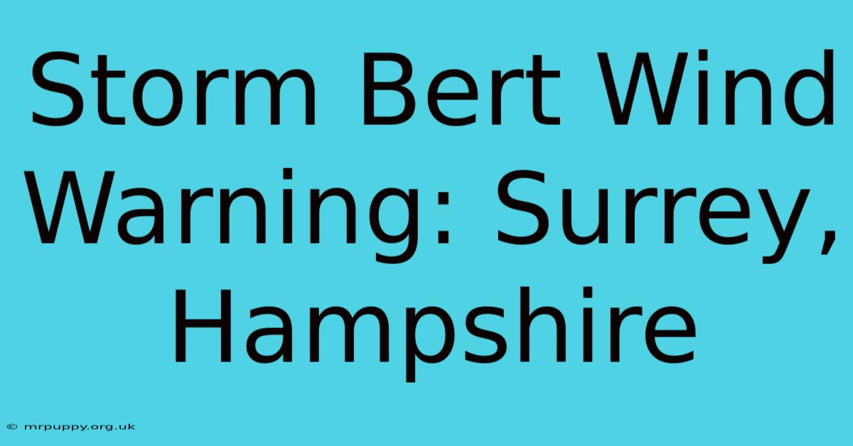 Storm Bert Wind Warning: Surrey, Hampshire