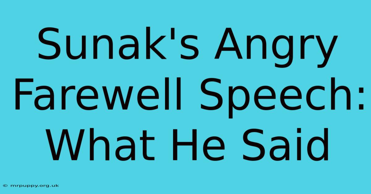 Sunak's Angry Farewell Speech: What He Said