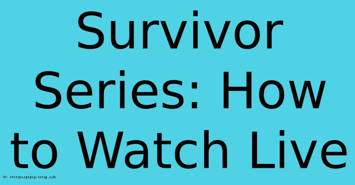 Survivor Series: How To Watch Live