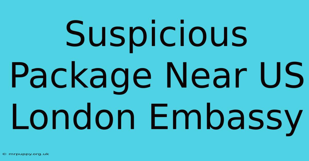 Suspicious Package Near US London Embassy